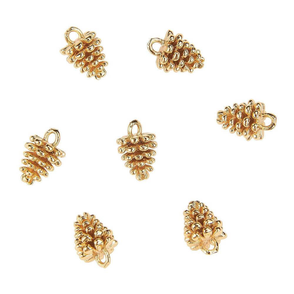 1072 10 Pcs Metal Pinecone Real Gold Plated Brass Charms Small Pendants